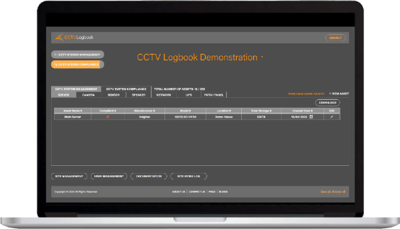 CCTV Logbook on a MacBook Pro computer