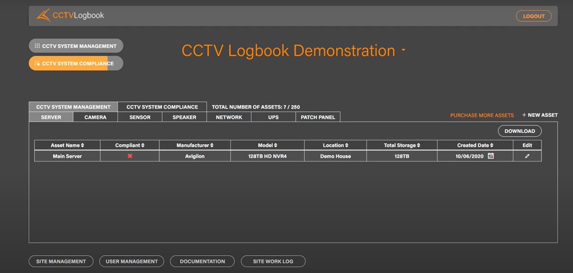 Screenshot of CCTV Logbook software 1